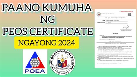dmw peos|Paano Kumuha ng PEOS Certificate Online sa DMW/POEA.